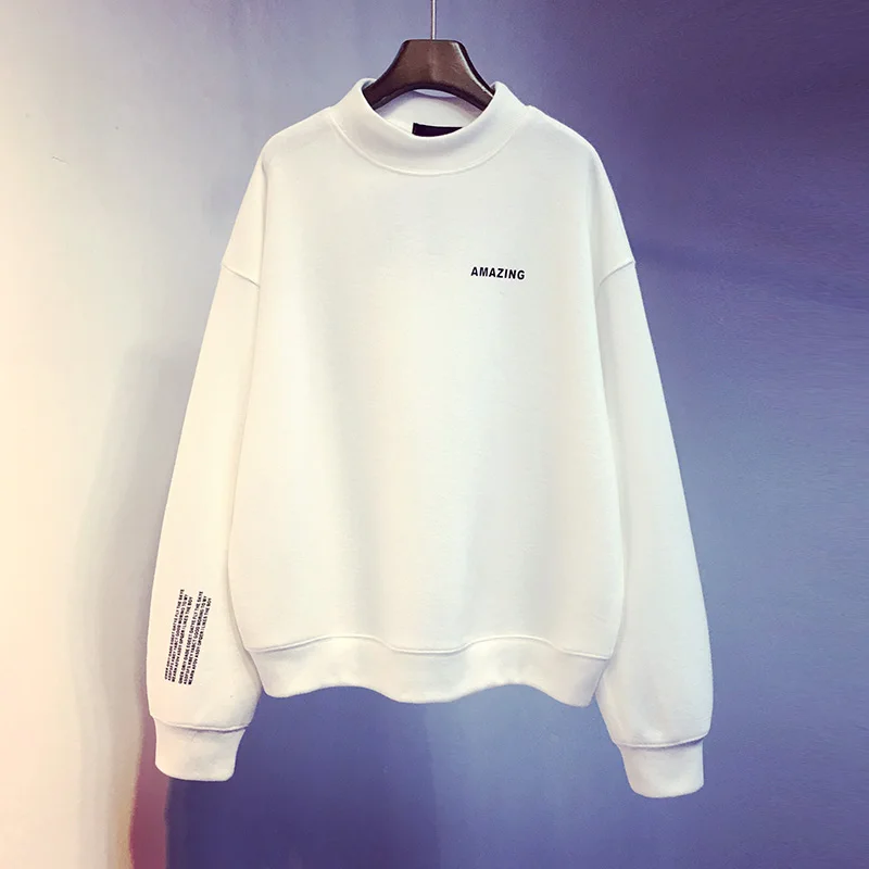 

Женская утепленная флисом толстовка оверсайз с высоким воротником и длинными рукавами в корейском стиле, модная универсальная осенне-зимняя куртка