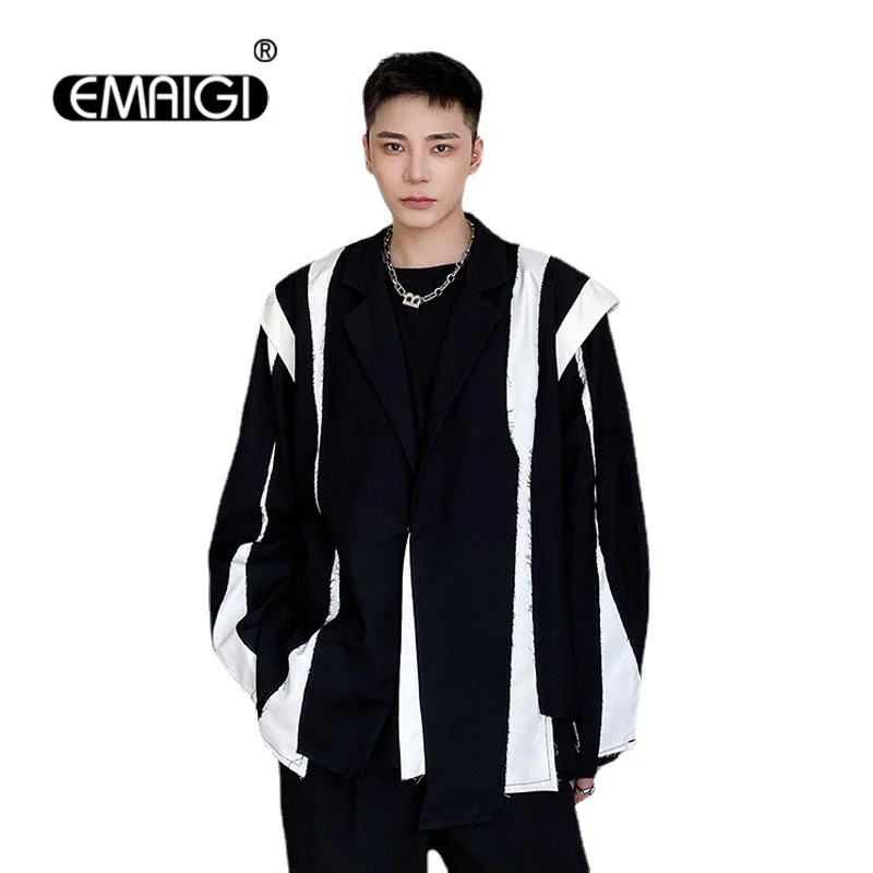 

Men Irregular Splice Japanese Harajuku Streetwear Diablo Vintage Loose Casual Blazer Suit Jacket Korean Man Suit Coat Blazer