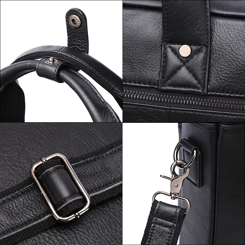 SCHLATUM Genuine Leather 16inch Briefcase Laptop Handbag Cow Leather Messenger Bag Office Computer Bag Male Black Business Bags