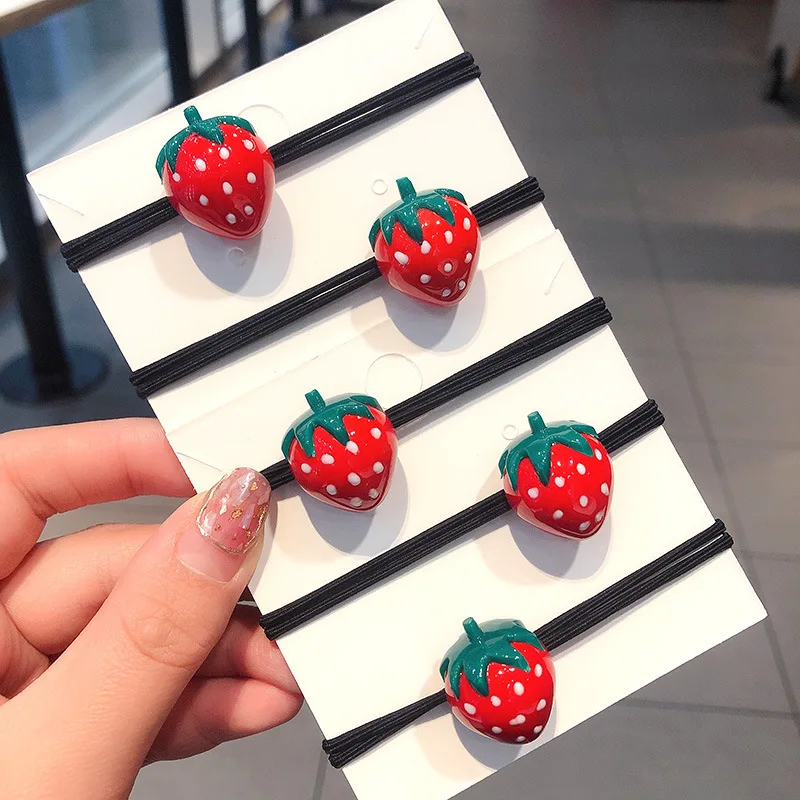 

Cute Strawberry and Cherry Blossom Seamless Red Resin Headband Perfect Daily Play and Casual Wear Girls Hair Accessories