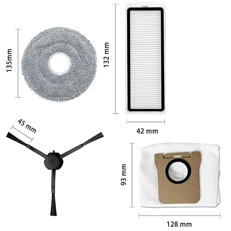 Replacement Parts Kit For Xiaomi X20 Max /X20 Pro Robot Vacuum Accessories,Side Brush,HEPA Filter,Mop Cloth,Dust Bags Spare Part view 6