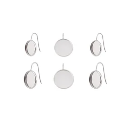 10pcs Stainless Steel Earring Making Accessories Supplies Settings Cabochon Tray DIY Ear Hook Back Blank Base Jewelry Findings
