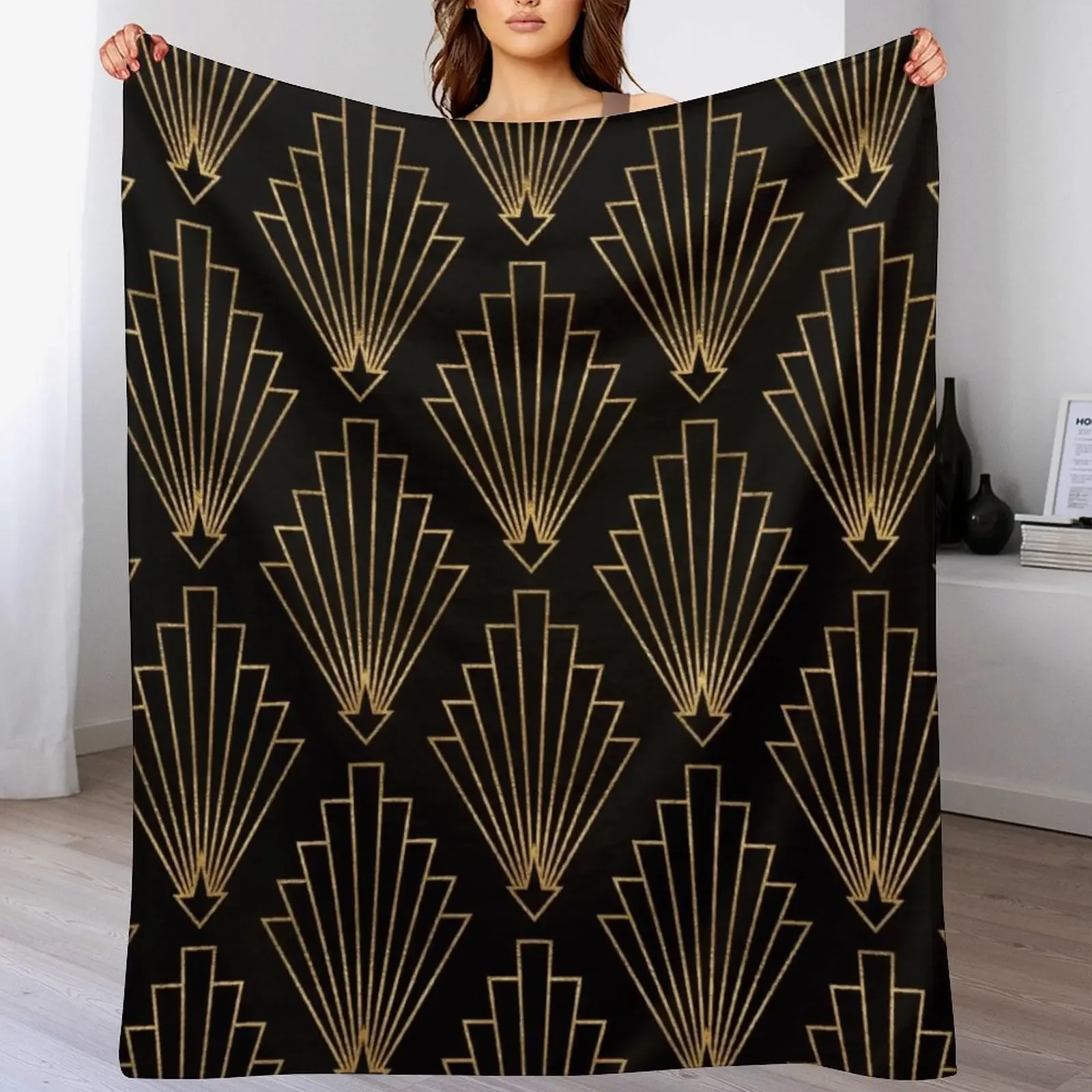 

Gatsby deco - origami fans vol 2, black and gold Throw Blanket Moving Weighted cosplay anime Luxury St Blankets