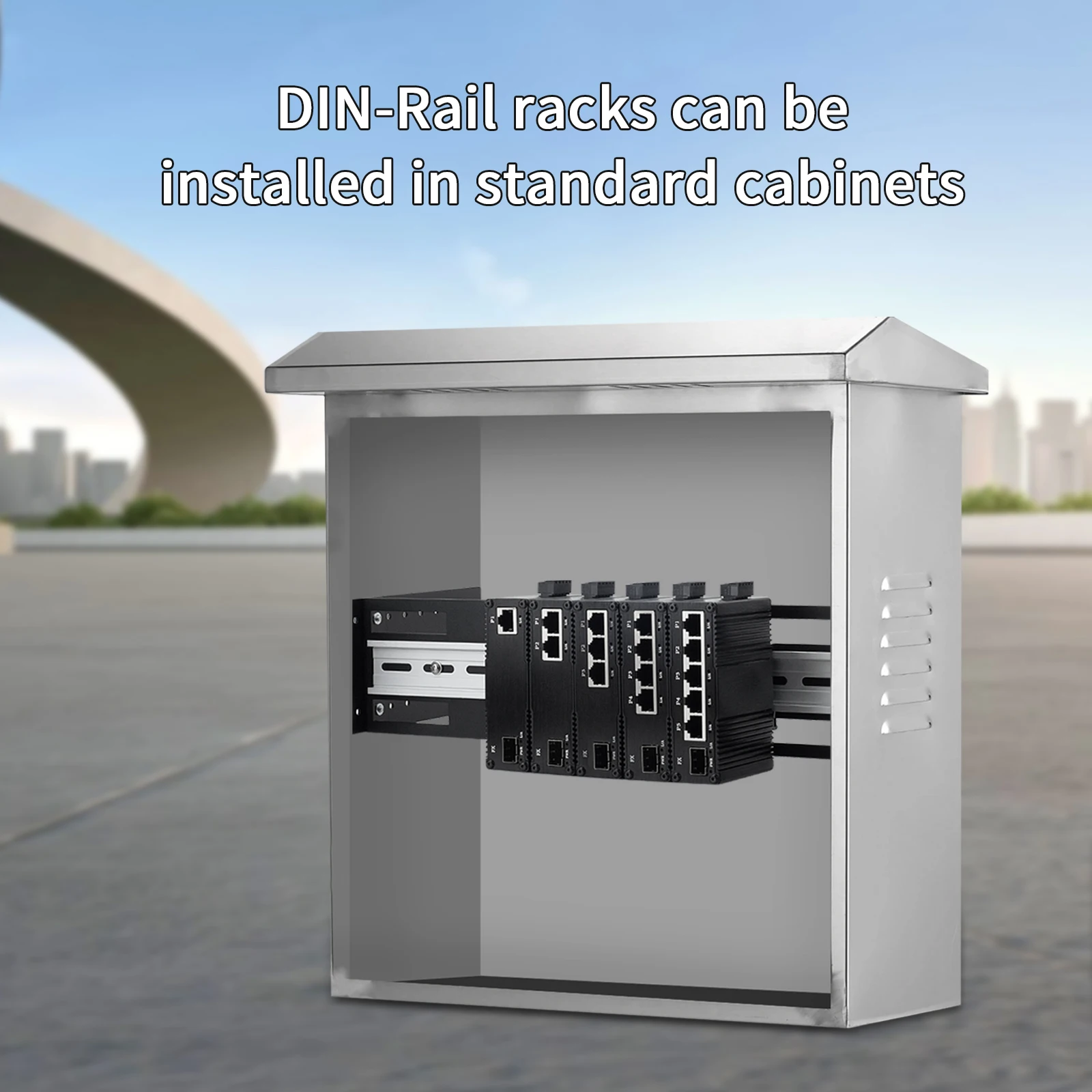 19 Inch Adjustable Rackmount Din Rail Chassis in Cabinet Bracket for 35mm Din-Rail Mount Devices Aluminum Case