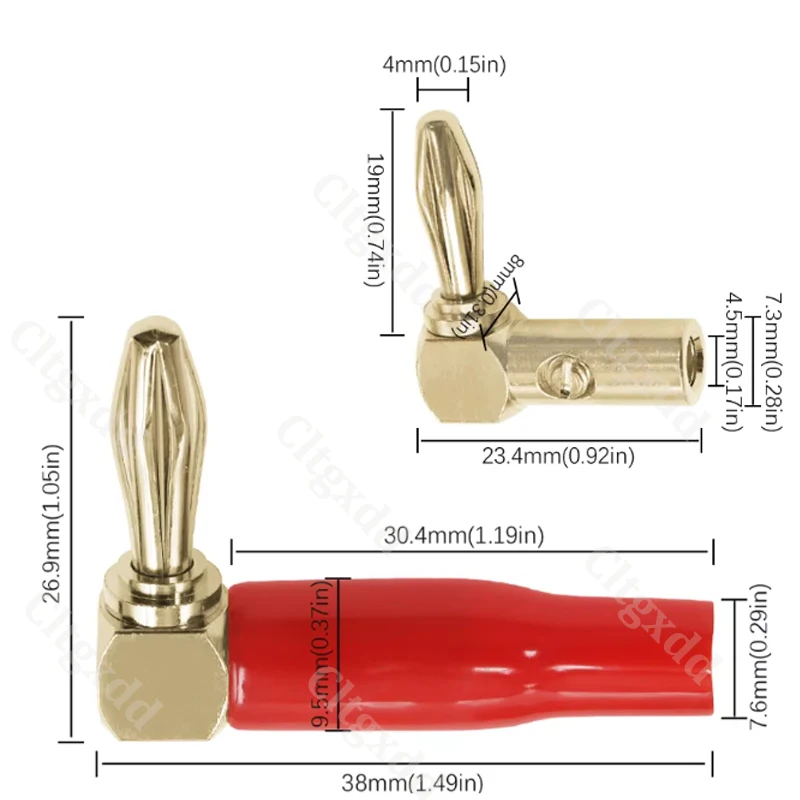 2 Stück 4mm 90 ° /180 ° Bananenstecker mit weichem Kunststoffgehäuse, rot und schwarz, geeignet für Multimeter, Audio- und Videolautsprecher – Detail 9