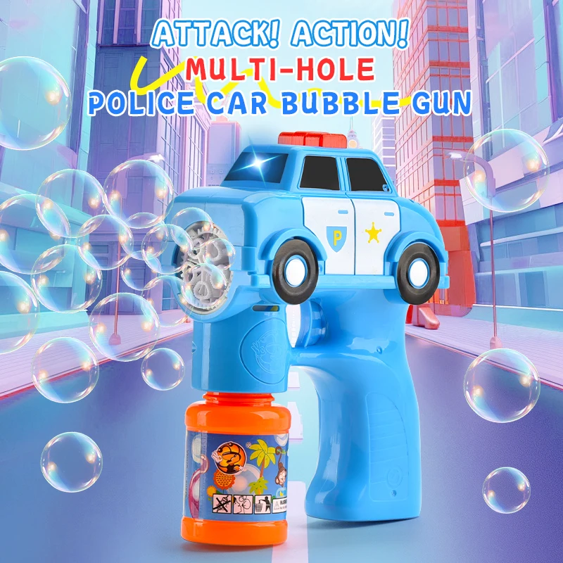 Automatic Bubble Machine, Police Car Design, Multi-hole, Kids Outdoor Play, Birthday Gift