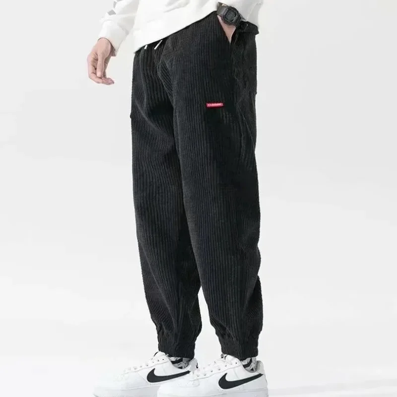 2022 New Corduroy Casual Pants For Men Winter Trendy Loose-fit Hong Kong Style Versatile Bunded Feet Pants New Arrival