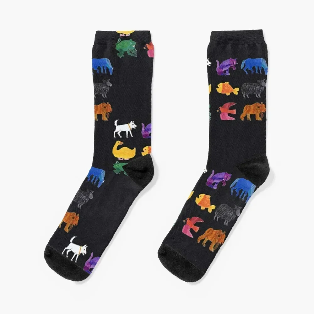 

Eric Carle Animals Socks Rugby Toe sports bright garter New year's Woman Socks Men's