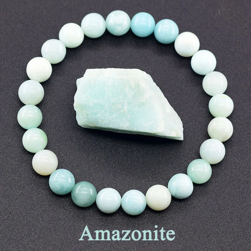 Natural Amazonite Beads Bracelets Men Women Original Stone Handmade Bracelet Yoga Meditation Purify the Soul Couple Jewelry Gift