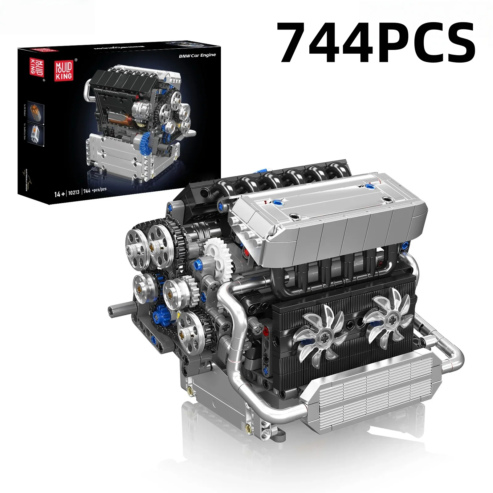 

Mold King 10213 Tech автомобильный двигатель, строительные блоки, имитация модели, 744 шт., кирпичи, настольные украшения, детская сборная игрушка, подарок на день рождения