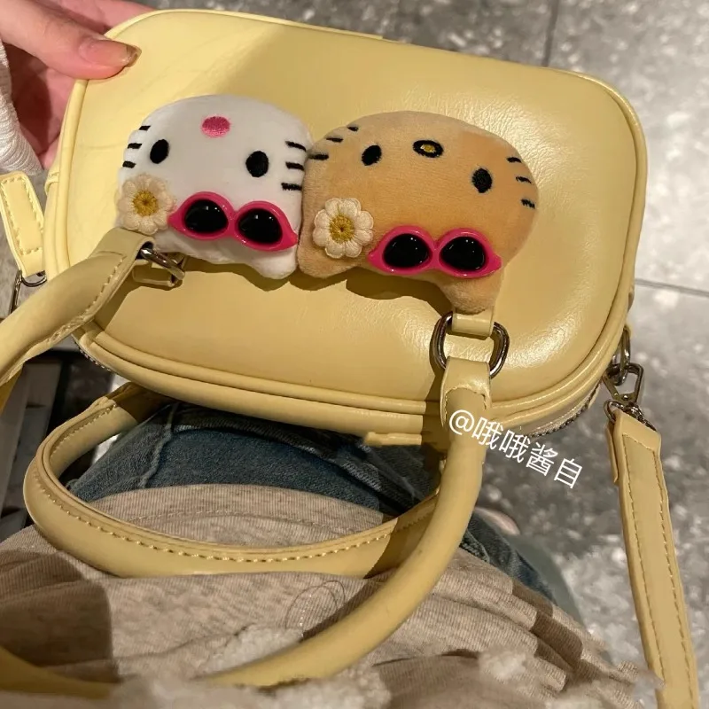 MBTI Vintage Y2k Womens Handbag Yellow Hello Kitty Fashion Cute Shoulder Bag Casual Harajuku Style Luxury Female New Boston Bag