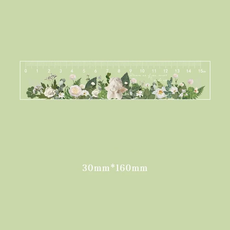 Transparent Ruler Drawing Tool Student Aesthetic Stationery Rose Pattern Pretty School Supplies Accessories Architecture Ruler