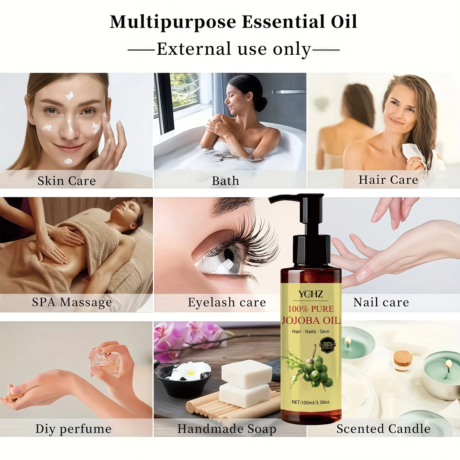 Jojoba Oil—Pure Natural Skin Care and Hair Care Product, Moisturizes the Skin, Nourishes the Scalp and Hair. Suitable for the Face, Neck, Hair, Hands, Feet, and Body, Can Be Used for Massage, Skin Care, and Eyelash Care. view 4