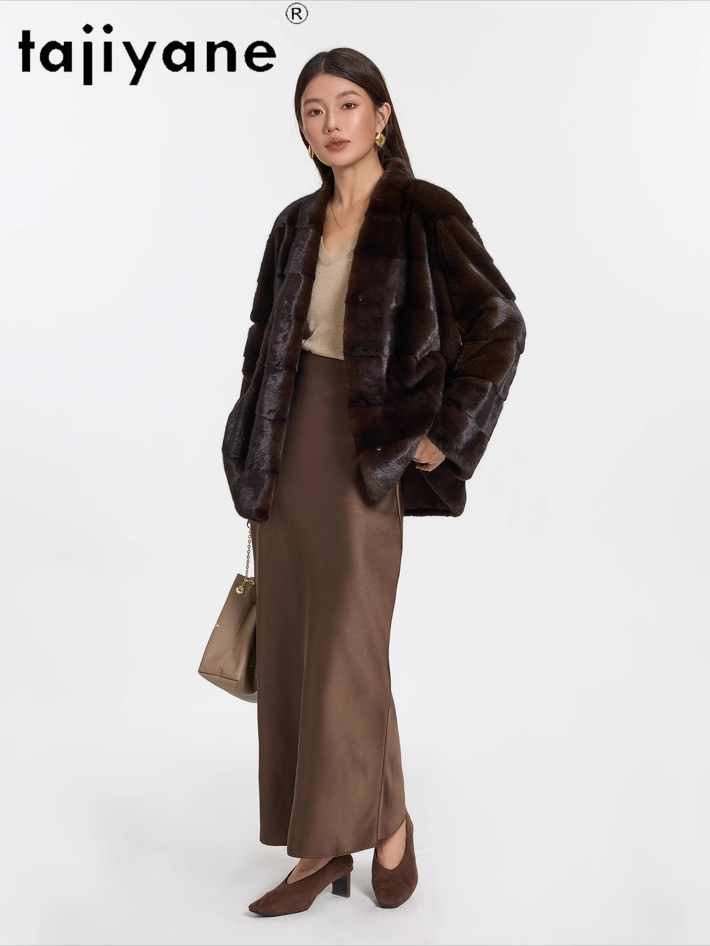 TAJIYANE 100% Natural Mink Fur Coat Woman Stylish Real Fur Jacket High Quality Female Outerwears 2025 Winter Women Clothes шуба