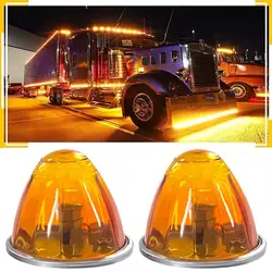 2Pcs Truck Flashing Lights 12V 24V LED Trailer Side Marker Lights Tractor Strobe Light White Amber Red Blue Green Van Bus RV