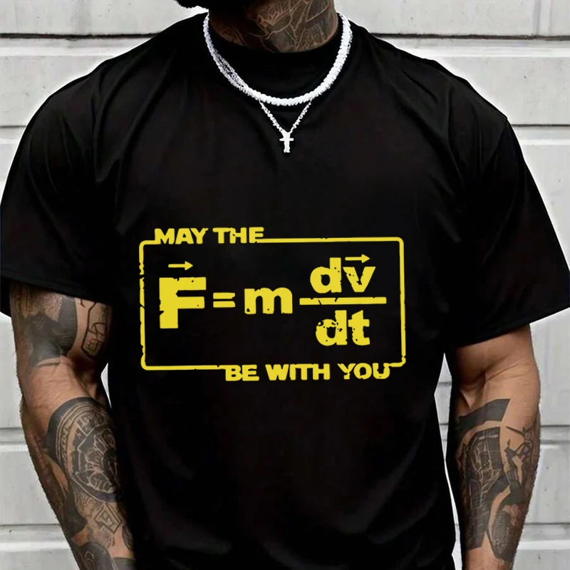 

Oversized May The Force Star Equation Funny Space Physics Humor Wars Creative Print T Shirt Summer Short-sleeved Casual T-shirt