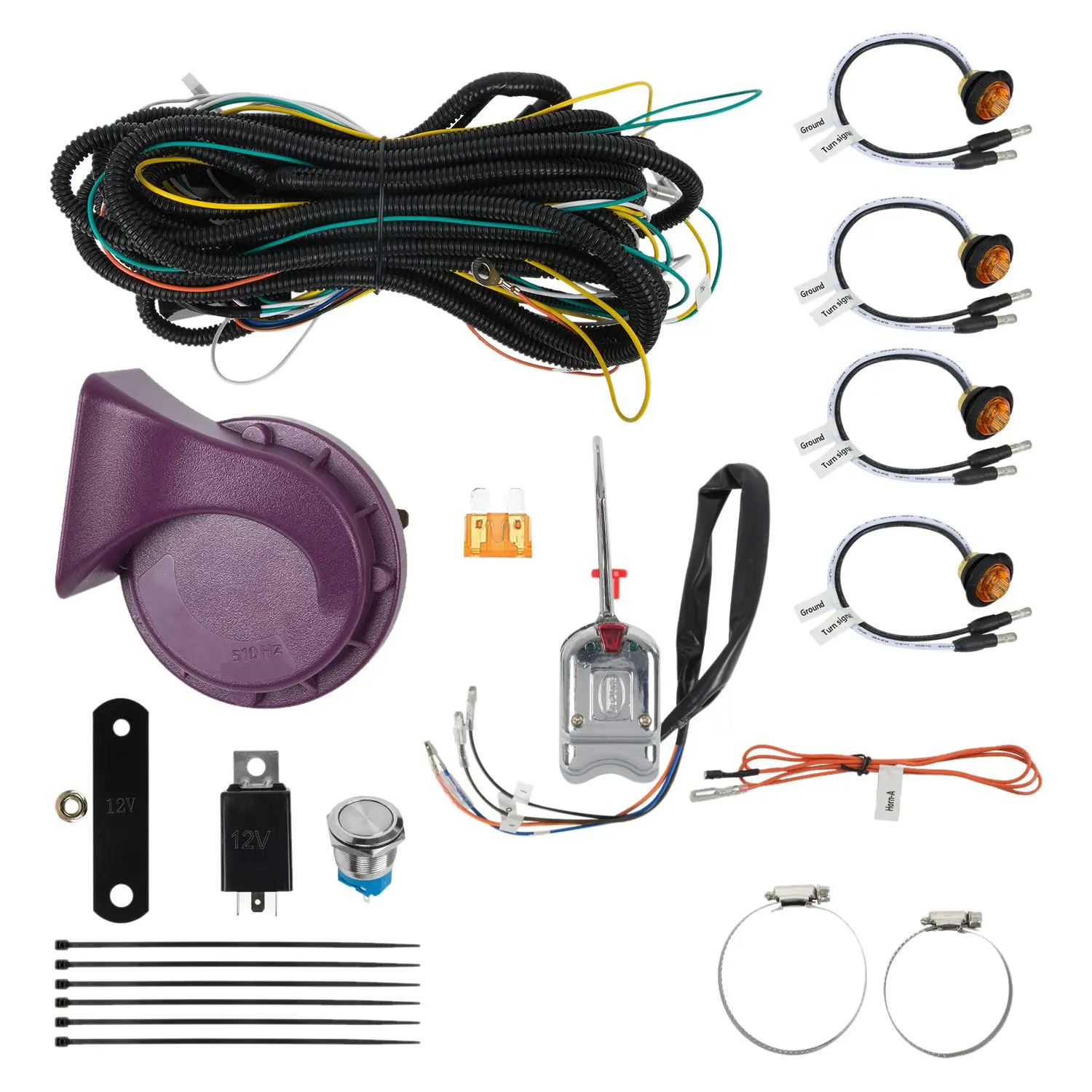 

UTV ATV Universal Turn Signal with Column Turn Switch&Horn with Button Amber LED Blinker Kit for Can-Am Maverick