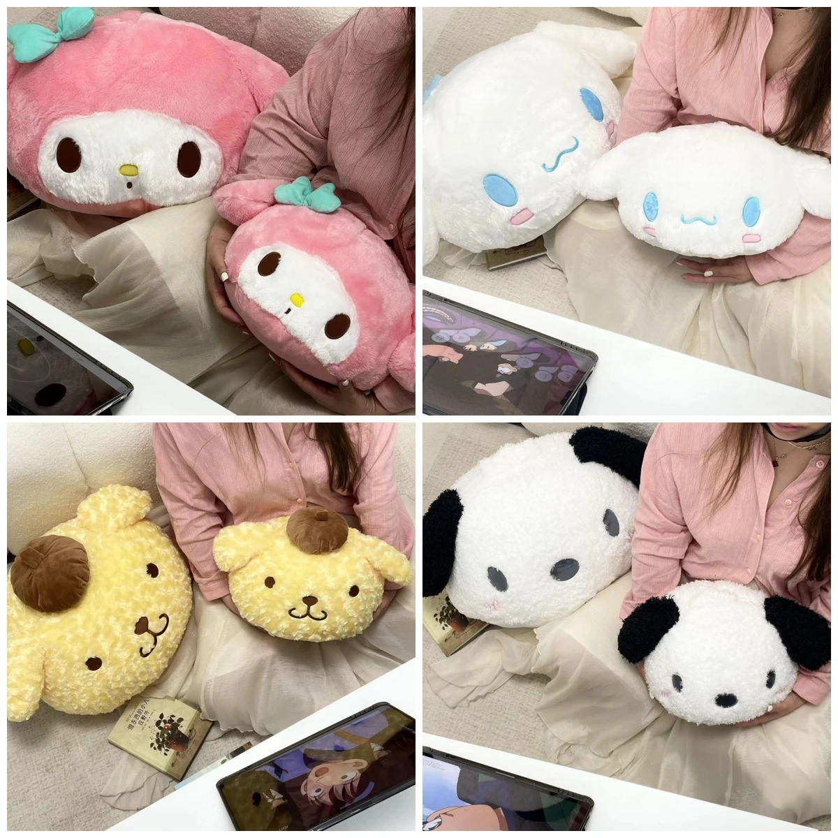 

Симпатичная мягкая накидка-подушка Cinnamoroll Kuromi Pom пуриновая плюшевая игрушка понравико My Melody плюшевые подушки Удобная накидка на спину диван