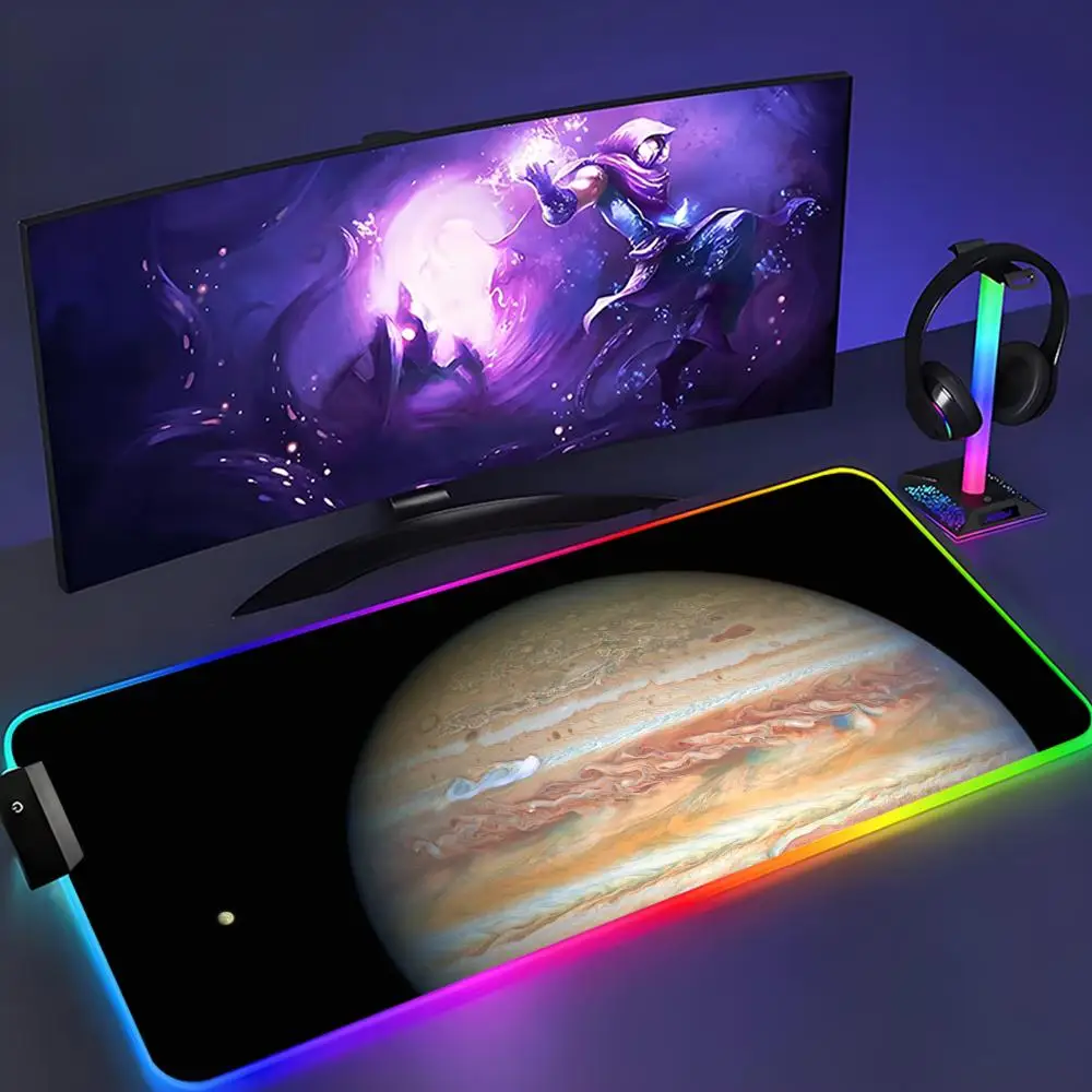 

jupiter Mouse Pad XXL RGB Mouse Pad Kawaii Gaming Accessories Computer keyboard Large Led Desk Mat Backlight Mousepad