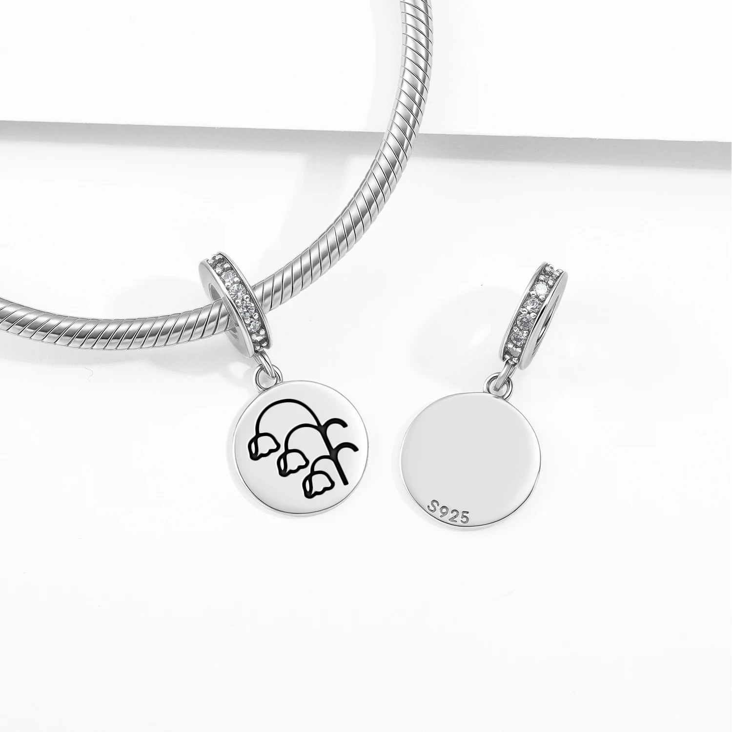 

Flowers Lily of the Valley Pendant 925 Sterling Silver Symbol Charm Bead for Women Bracelet Necklace Jewelry Popular