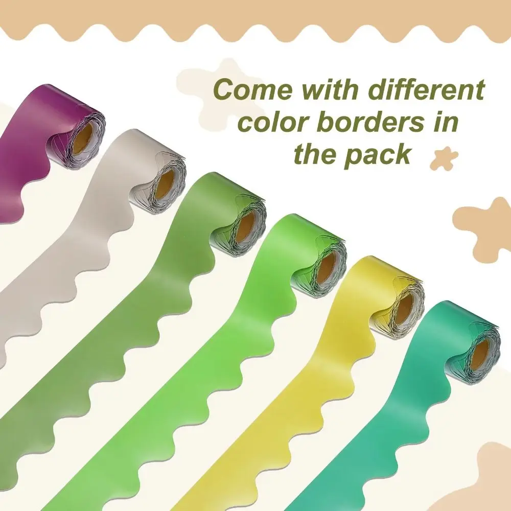 ملصقات حدود ملصق ملونة يمكنك صنعها بنفسك ملصقات تزيين ورقية بحافة متموجة مقاومة للماء #4