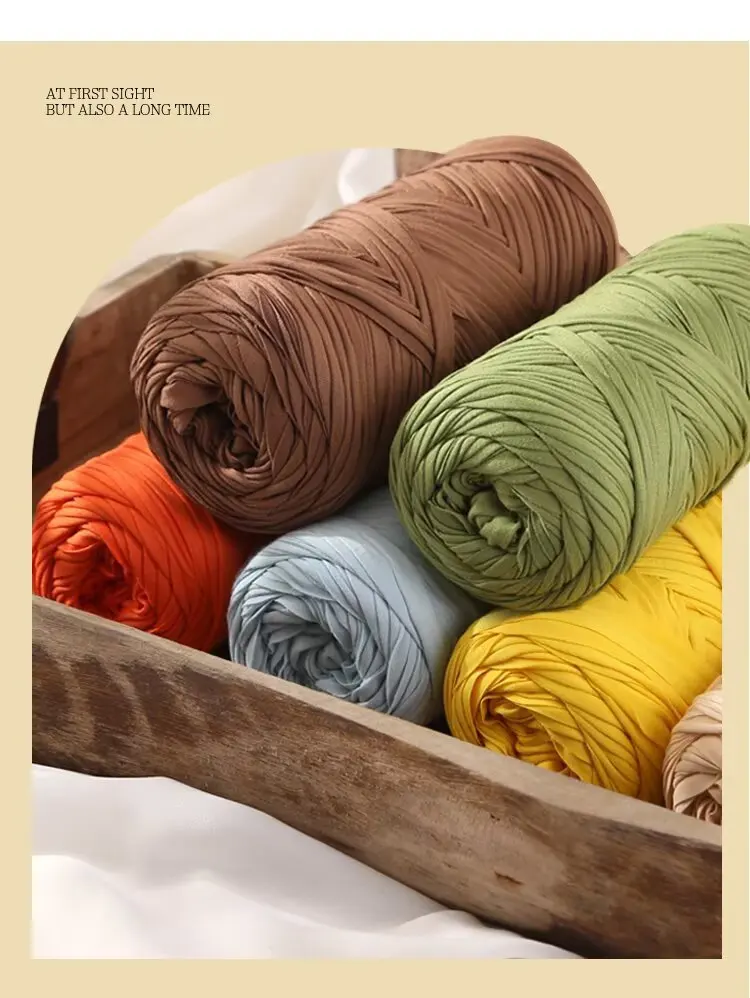200 g/Stück Stoffgarn, Polyester, Häkel-T-Shirt-Garn, DIY-Basteln, Häkeln, Stricken – Taschen, Kissen, Puppen, Körbe 50 m/54 Yards – Detail 9