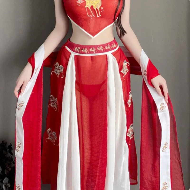 Vrouwen Lingerie Exotische Sets Nachtkleding Republiek China Hanfu Chinese Cheongsam Buikband Rok Jurk Cosplay Rollenspel Uniform