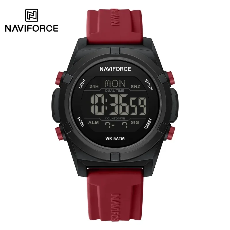 

NAVIFORCE NF7127 Мужские электронные часы Прочный спортивный силикавый ремешок Цифровые часы со светодиодной подсветкой Водяные часы