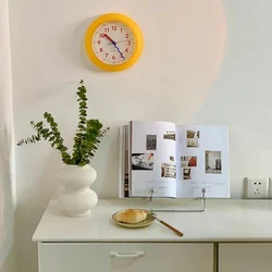 Plastic Yellow Modern Wall Clock Cute Living Room Home Decoration Table Clock Creative Gift Kids Bedroom Silent Clock