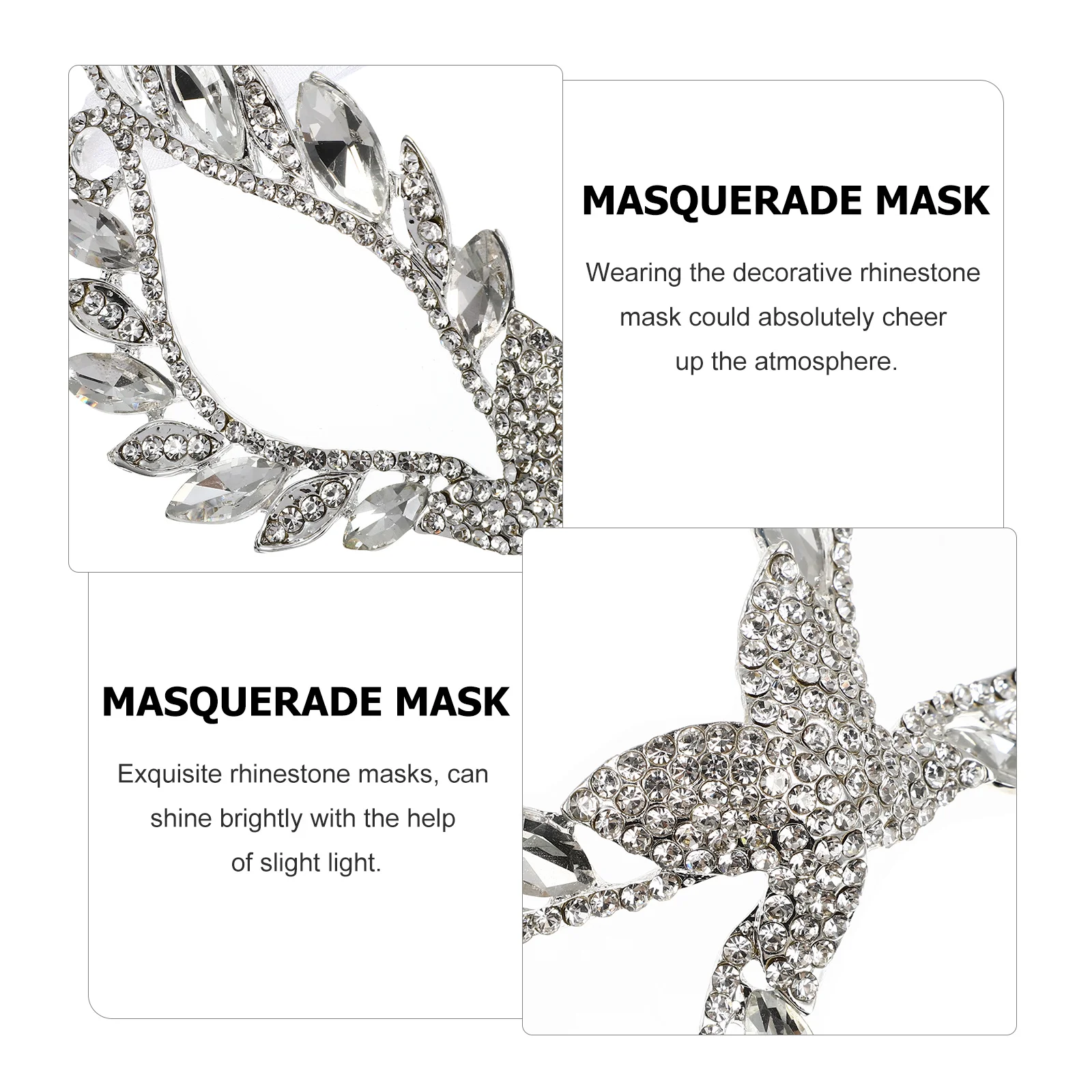 

Shiny Rhinestone Masquerade Mask Lightweight Comfortable Fit for Masquerade Ball Prom Night Halloween and Special Occasions