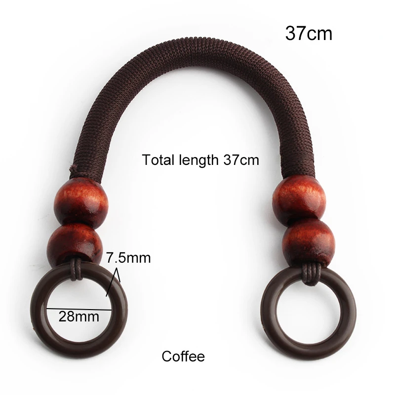2/4Pcs 37/48cm Wooden Beaded Purse Frame Rope Wrapped Bag Handles for Crochet Beach Totes DIY Bags Making Replacement Supplies