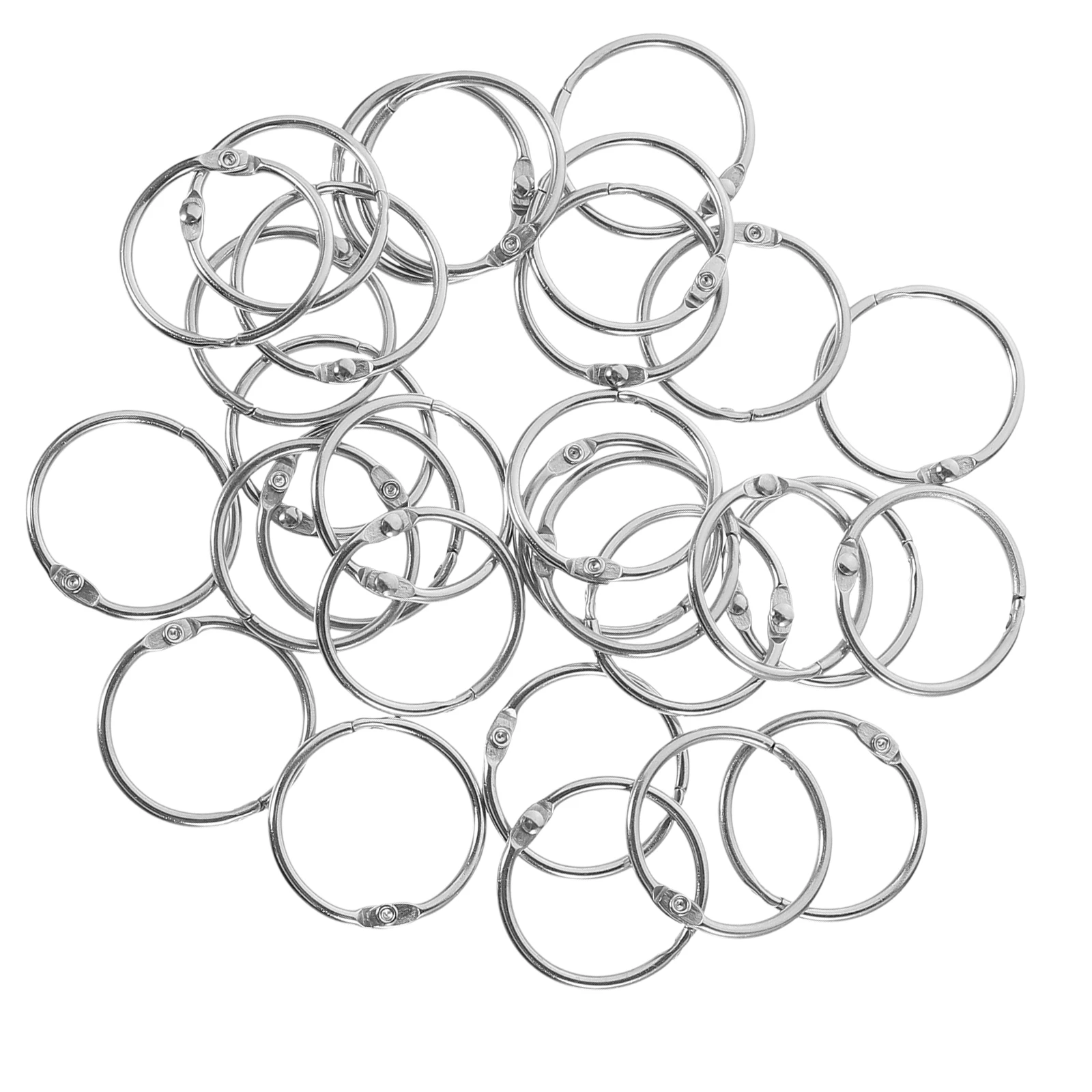

50pcs Metal Book Silver 30# 25mm Hollow Flash Card Rings Binder Loose Leaf Rings Clasp Notebook Office Study Use Safe Easy