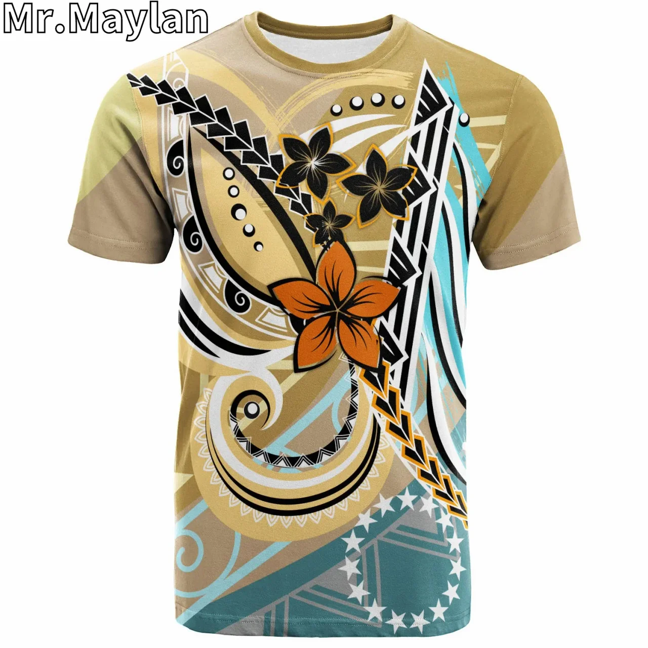 Personalised 3D Cook Island Polynesian Hawaii T-Shirt Flower Ribons Tattoo Vintage Tshirt Men Women Streetwear Unisex Tee Tops