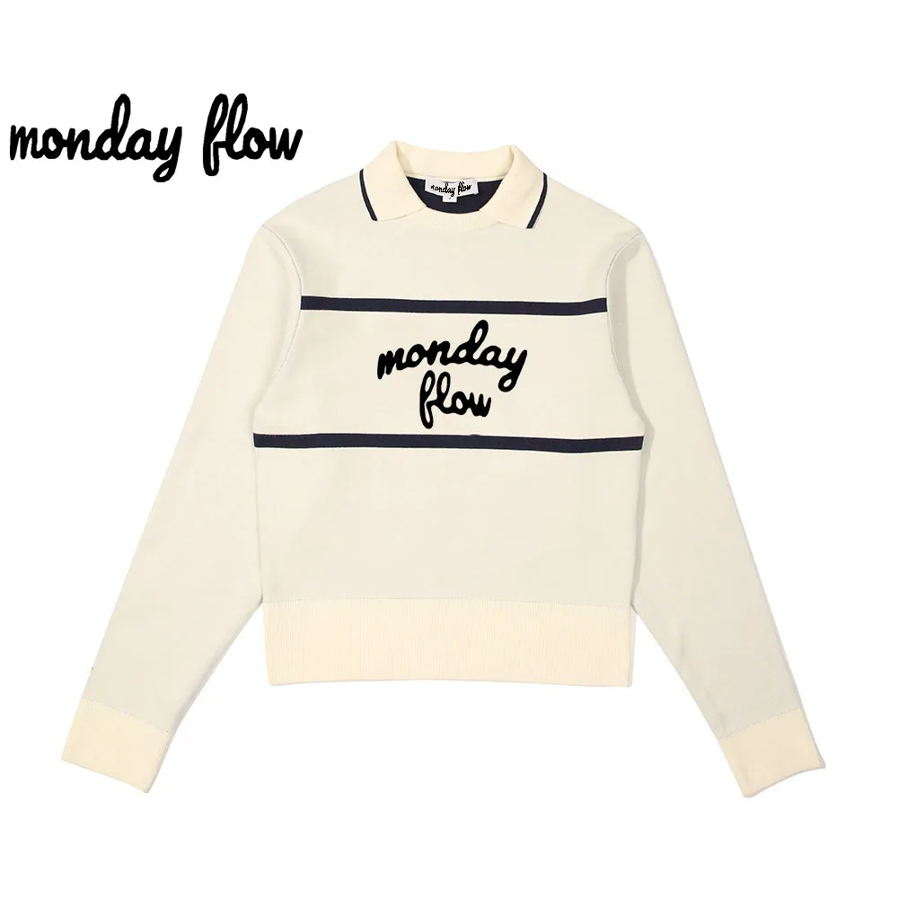 Monday Flow 2024 Golf Wear Women's Turtleneck Long Sleeve Matching Colour Jumper Knit Sweater