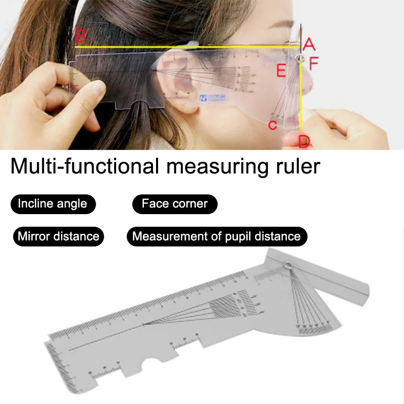 1Pc Multifunctional Auxiliary Eyeglass Adjustment Measuring Tools Oblique Angle Ruler Distance Meter Eye Ophthalmic Tool.~
