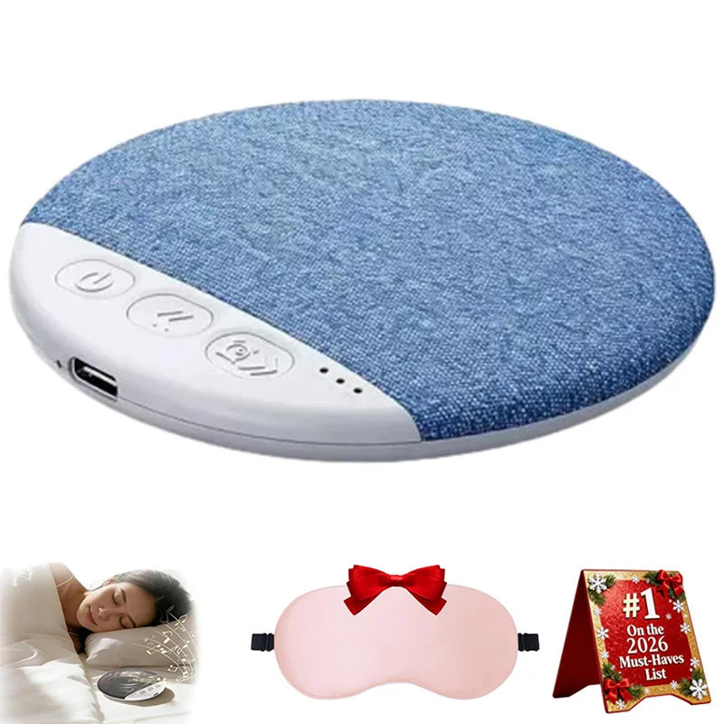 NONE Nouveau Haut-parleur sans fil 2026 pour oreiller, aide au sommeil, Bluetooth, machine à bruit blanc sous oreiller, minuterie 30/60/90 min, son stéréo 9D 3