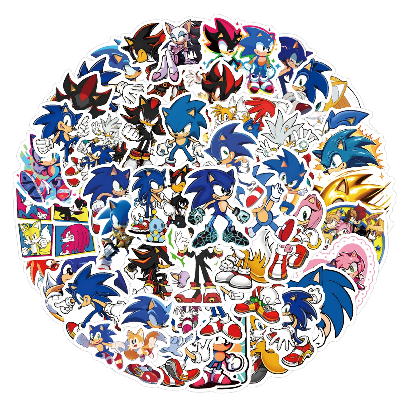 60pcs Cartoon Sonic The Hedgehog Decorative Handbook Stationery Cup Computer Waterproof Sticker