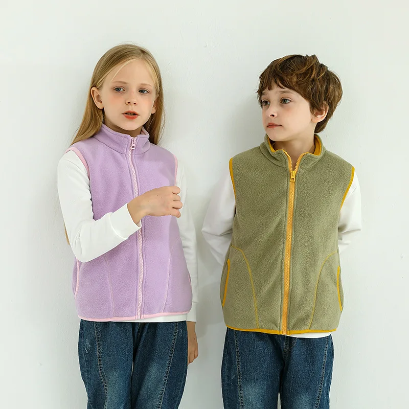 

Children's Fleece Vest for Autumn Winter Warmth and Thickening Boys and Girls' Baby Vest Wholesale Outerwear Zippered Shirt