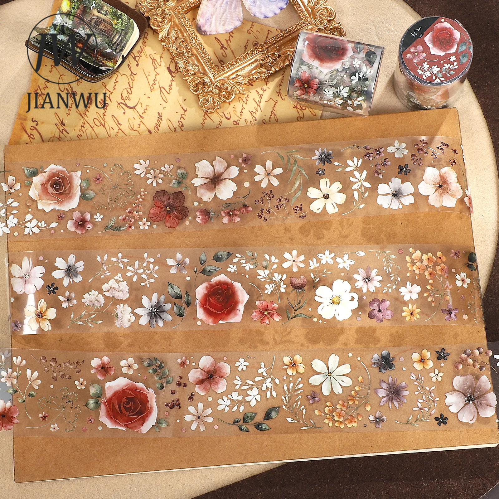 

JIANWU 46 мм * 5 м винтажный растительный цветок пейзажный материал коллаж скрапбук ПЭТ лента креативный DIY журнал канцелярские принадлежности