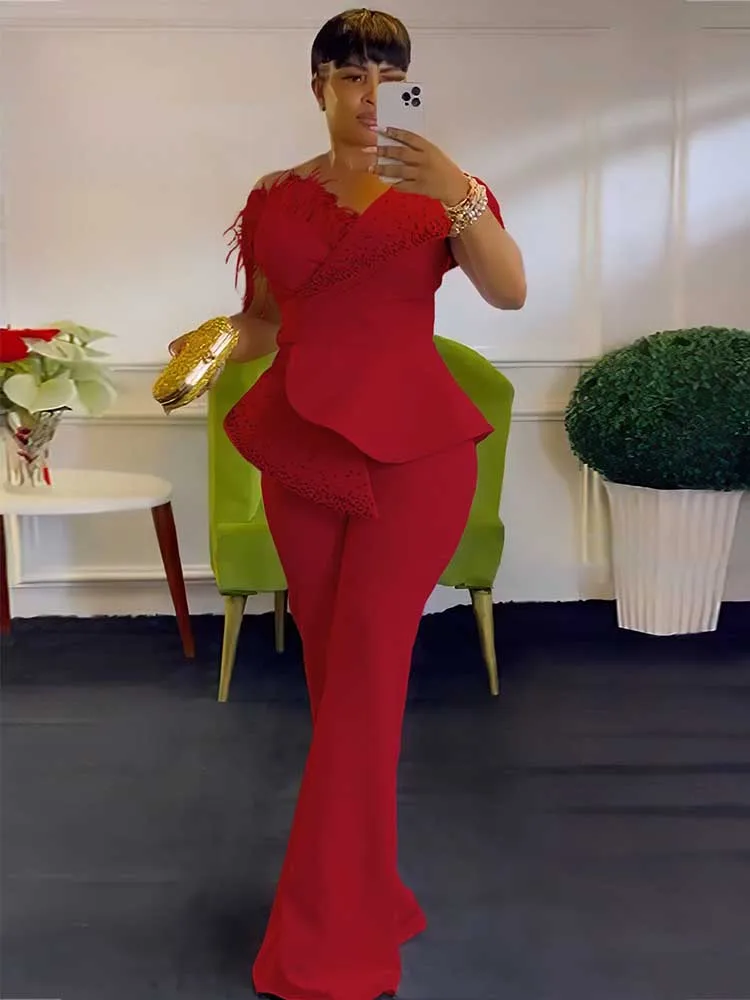 Hoge Taille Strapless Jumpsuit Klinknagel Kraag Dame Avond En Party Tube Top Jumpsuit Voor Vrouwen Elegante Sexy Verjaardag Jumpsuit