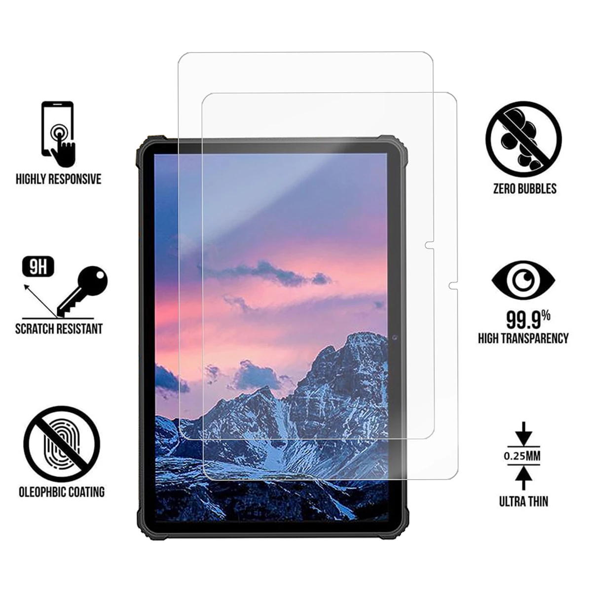 Screen Protector Compatible with Oukitel RT1 (10.1 inch) 2021 Released 9H Hardness Anti-Scratch HD High Quality Tempered Glass