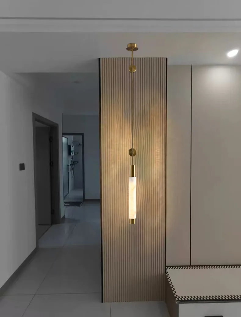 Simple Natural White Marble Wall Light Copper