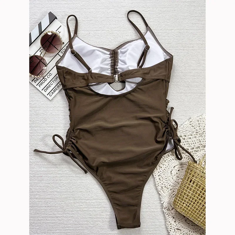 Traje de baño sexy Push Up Traje de una pieza Traje de baño para mujer Traje de baño Trajes de baño de color sólido Ropa de playa