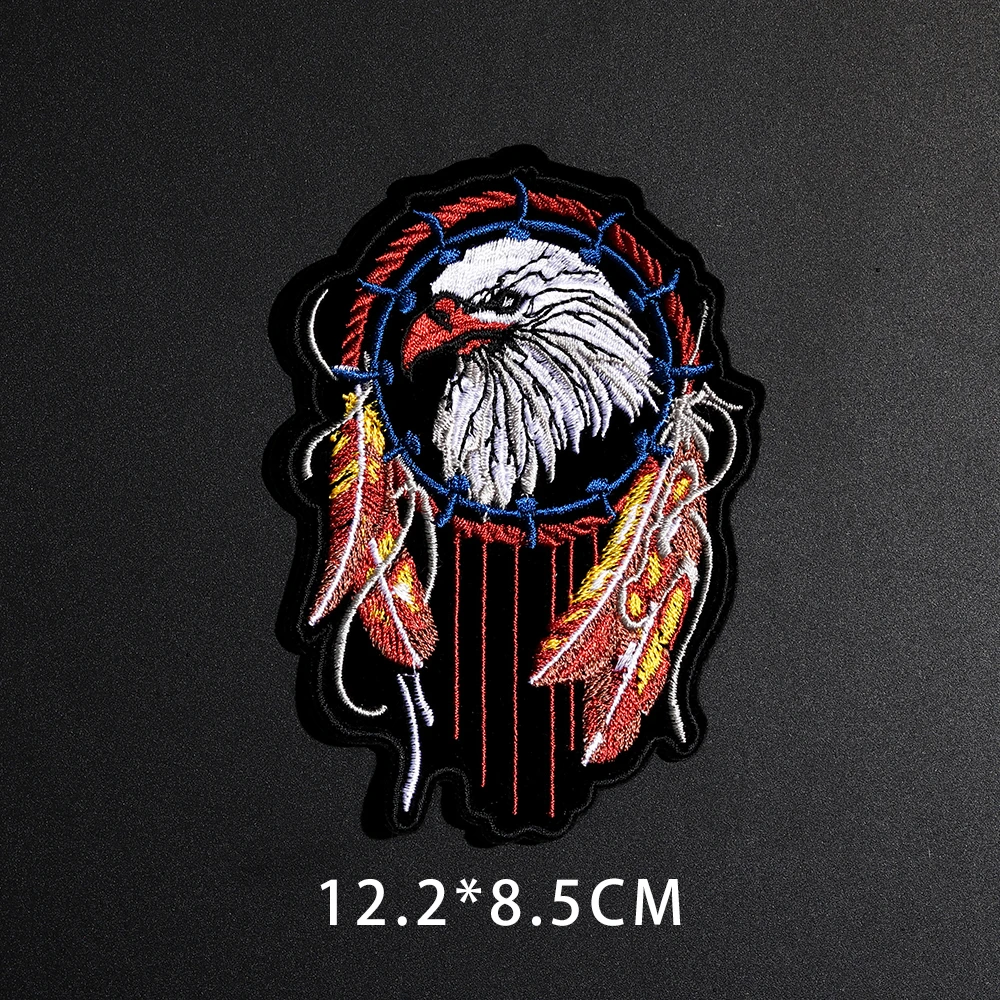 Punk Eagle Paw Live to Ride Skull Embroidery Patches for Clothing Iron on Clothes Biker Motorcycle Applique Badge Stripe Sticker