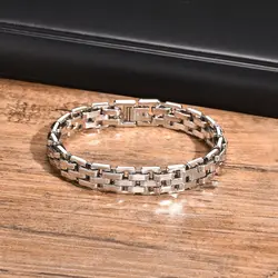 Chunky Stainless Steel Bracelets for Men Boys,19CM/21CM Silver Color Watch Band Bracelet,Luxuly Jewelry Gifts