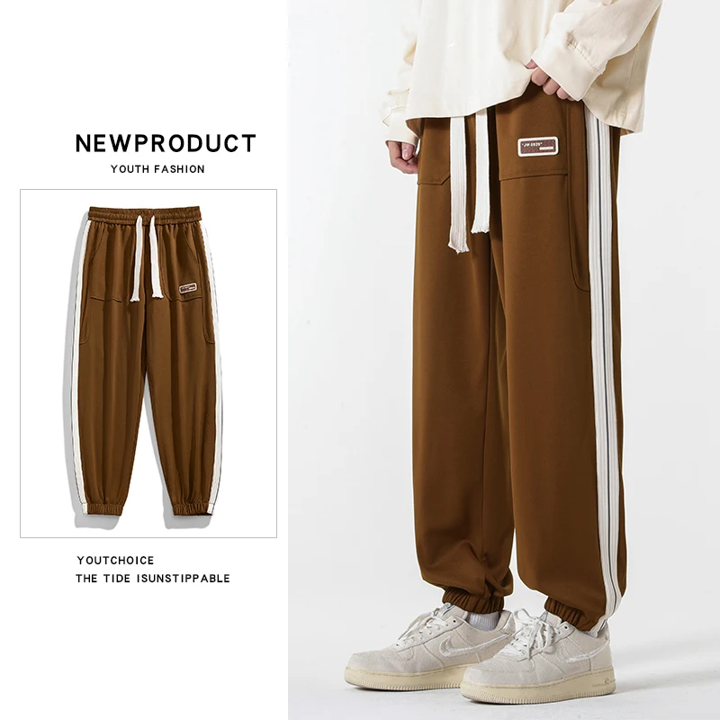 

Мужские повседневные брюки в полоску, свободные прямые брюки для активного отдыха, весна-осень, новая модная коллекция, удобные