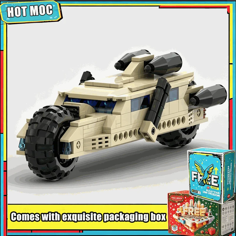 210 Parts Futuristic Two Wheel Rocket Truck Building Blocks Model Custom DIY Assembly Creative Educational Toy Gifts Collection