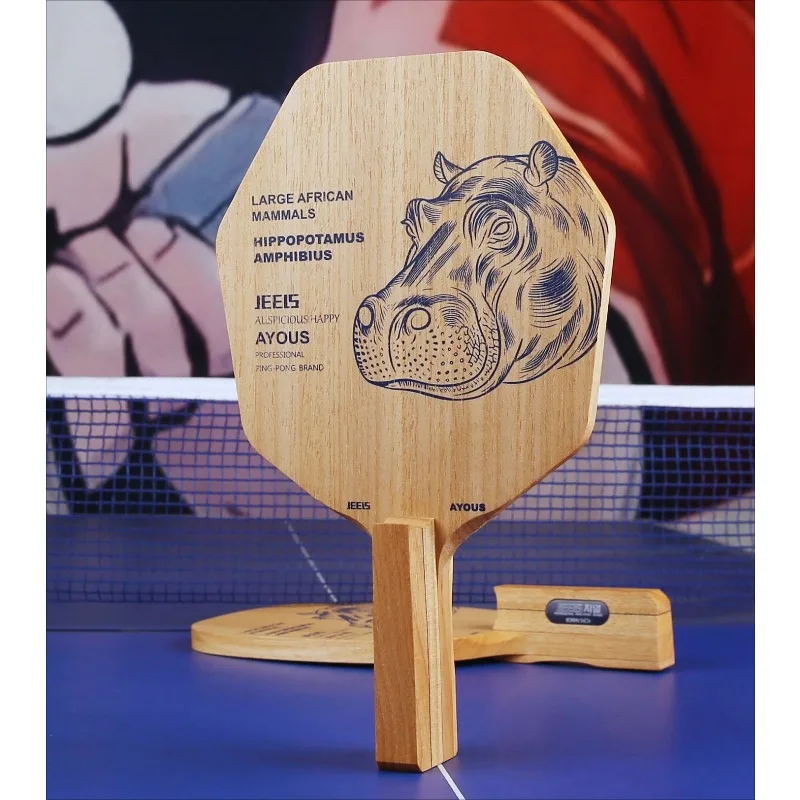 JEELS Purple Hippo Japanese Style Table Tennis Blade 1 Ply Ayous Hexagonal/Square Thickened Oil‑impregnated Ping Pong Paddle