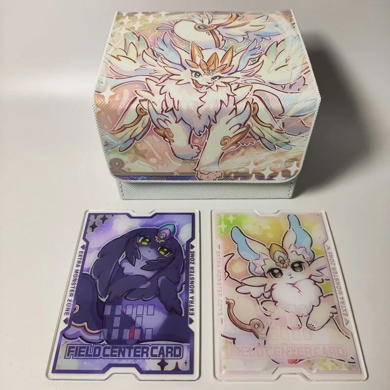 Yu-Gi-Oh! Purrely DIY Leather Magnetic Side Storage 100+ Card Box Epurrely Happiness TCG OPCG Game Collection Card Storage Box