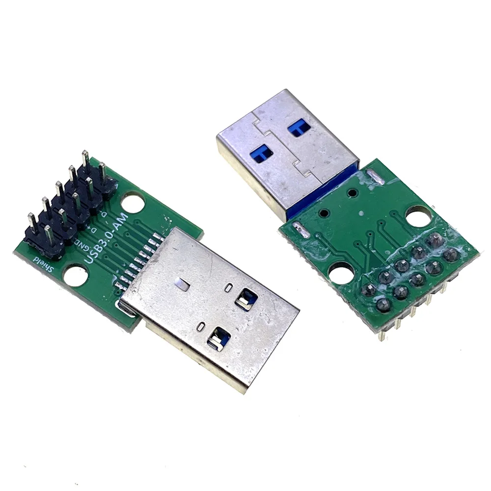 USB 3.0 male adapter board Straight/Bent needle DIY 2.54 in-line soldered 9-pin male interface 3.0 male high-speed transmission